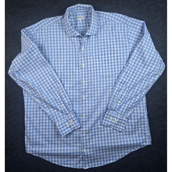 Peter Millar Other - Peter Millar Mens Blue White Gingham Long Sleeve Button Down Dress Shirt Size XL